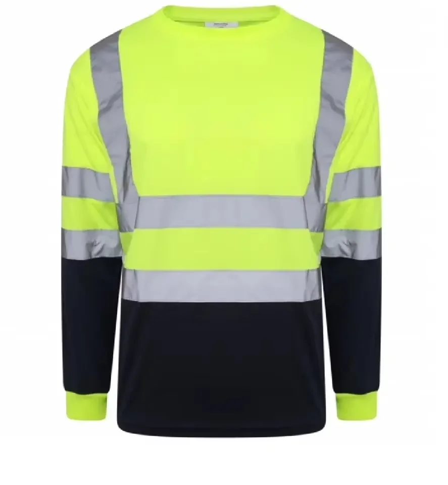 HBC Custom Long Sleeve Reflective Work Shirts for Construction Repair Auto Plant Factory Mining Safety Hi Vis Work Clothing