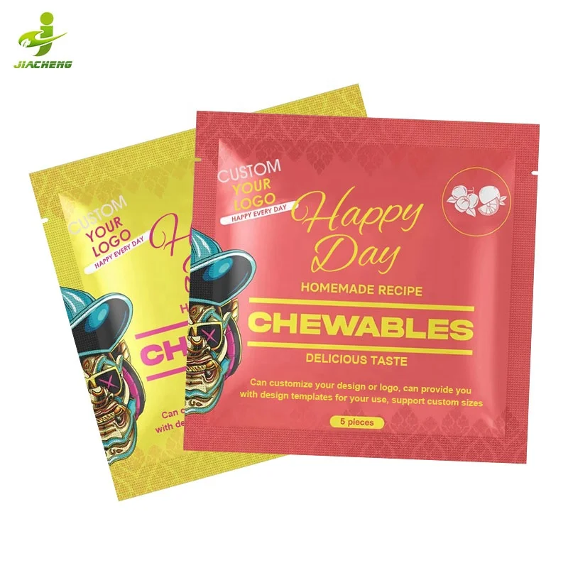 Custom Printed Small 3x4 1g 1 gram Plastic Zipper Edible Gummies Cookie Smell Proof Lay Flat Ziplock Mylar Packaging Bags