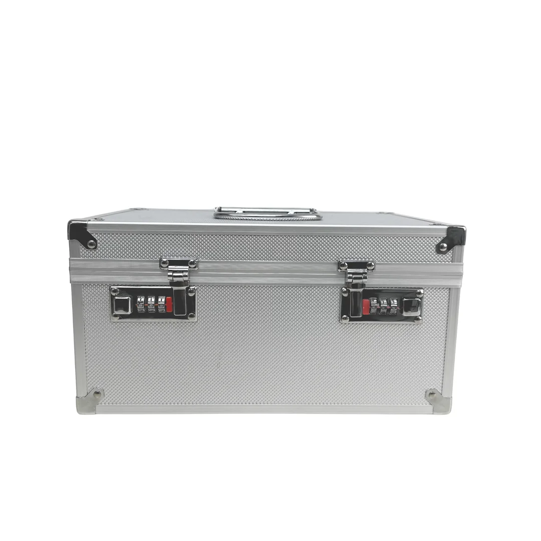 Portable Aluminum Business Style Tool Carrying Case with Metal Handle Lightweight Storage with Open Closure and Code Locks