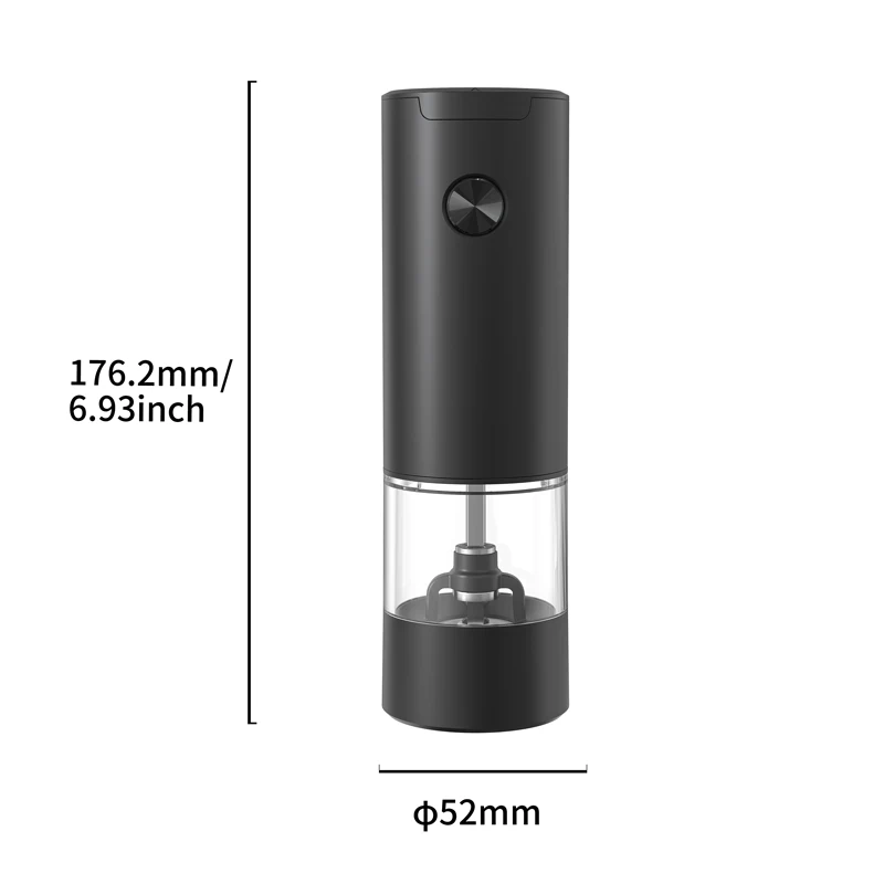 Stainless Steel Battery Automatic Adjustable Gravity Electric Salt and Pepper Mill Grinder with 70ml Glass Jar