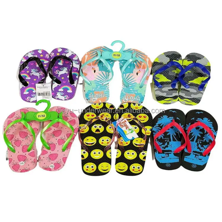  0.36 Dollars Model FLX008 Size 24-35 PVC Material Colorful Kids home flip flops