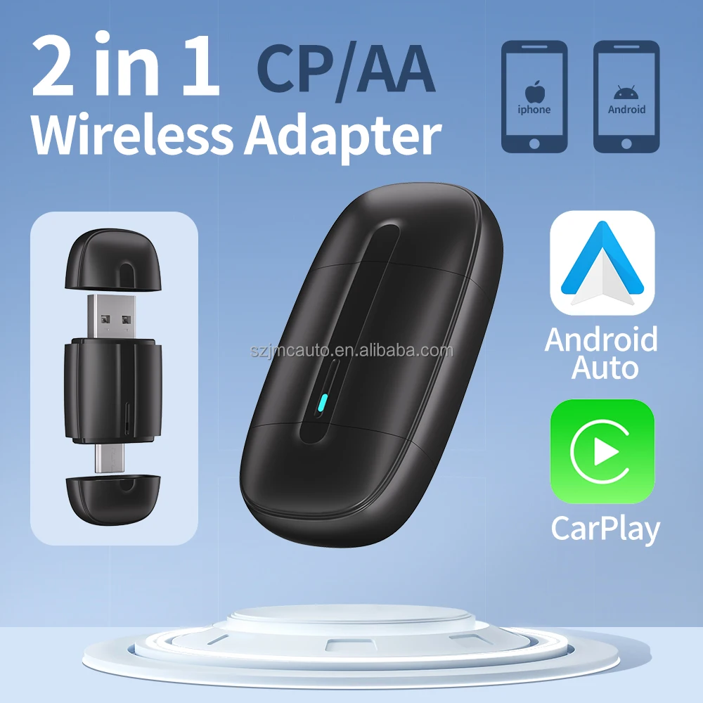 JMC Wireless Carplay Box Wireless Android Auto for Universal wt USB Type C Dual Interface Plug and Play CPAA USB Adapter 2 IN 1