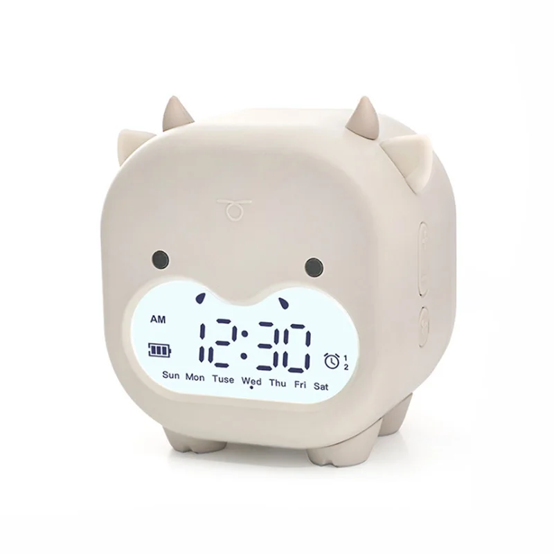 OXGIFT Wholesale Cartoon animal dinosaur cow plastic led desk table digital alarm clock