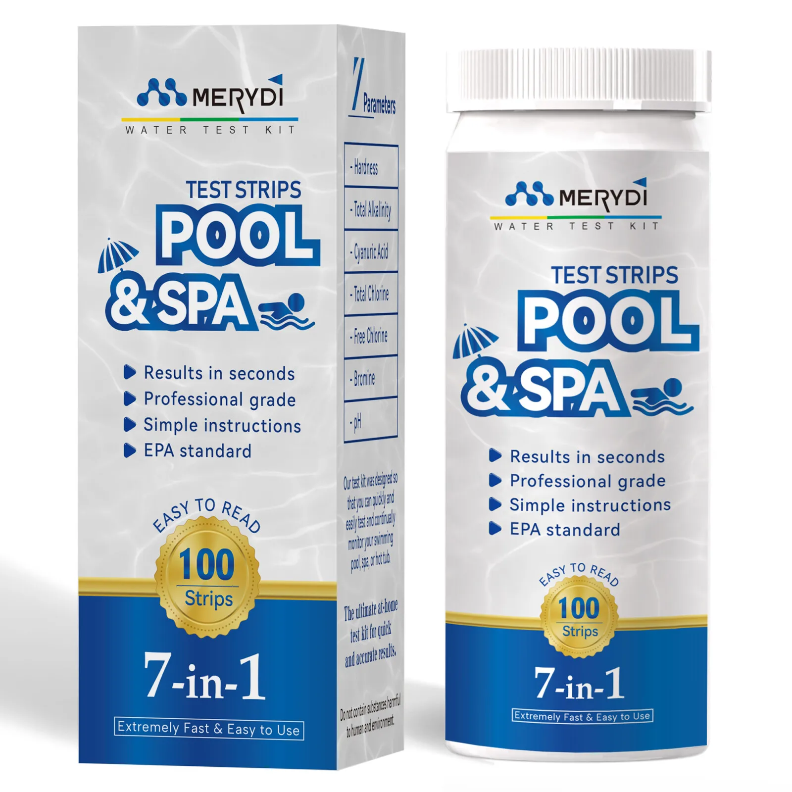7 in 1 High Quality Precise Swimming Pool Spa Water Test Kit Hot Sale Test Strips Chlorine Shock Calcium Testing Equipment