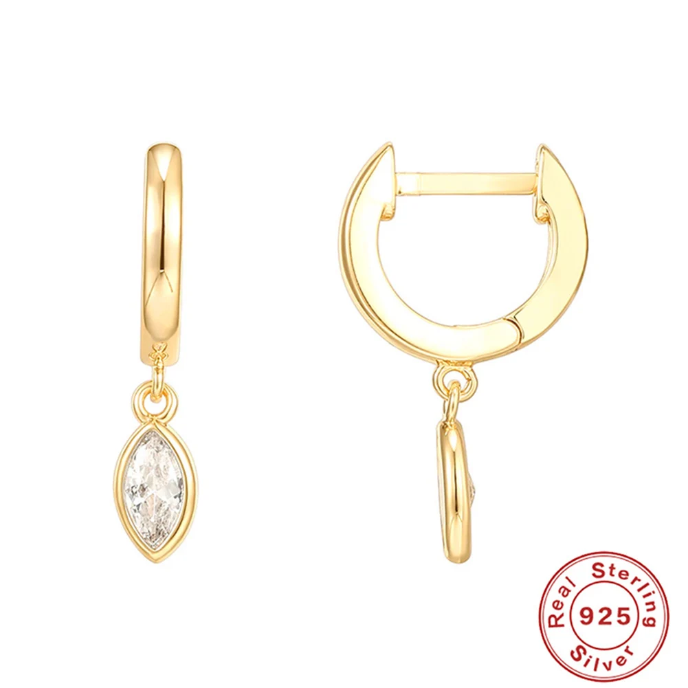 EQE52 Wholesale Jewelry S925 Silver Earrings With Zircon Charms High Quality 14K Gold Plated Drop for Women