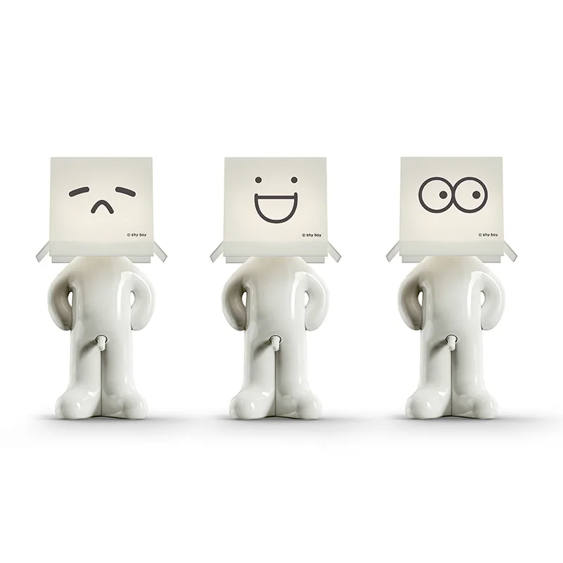 New product idea 2025 Creative Modern Night Lamp Square Head Standing Naughty Little Boy Table Lamp Home Decoration Novelty Gift