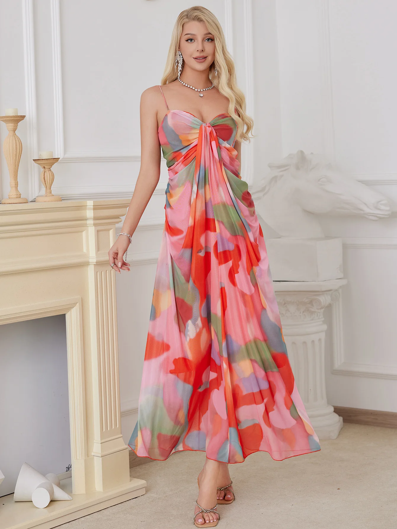 2024 new model printed plus size long dress lady latest clothes lovely address