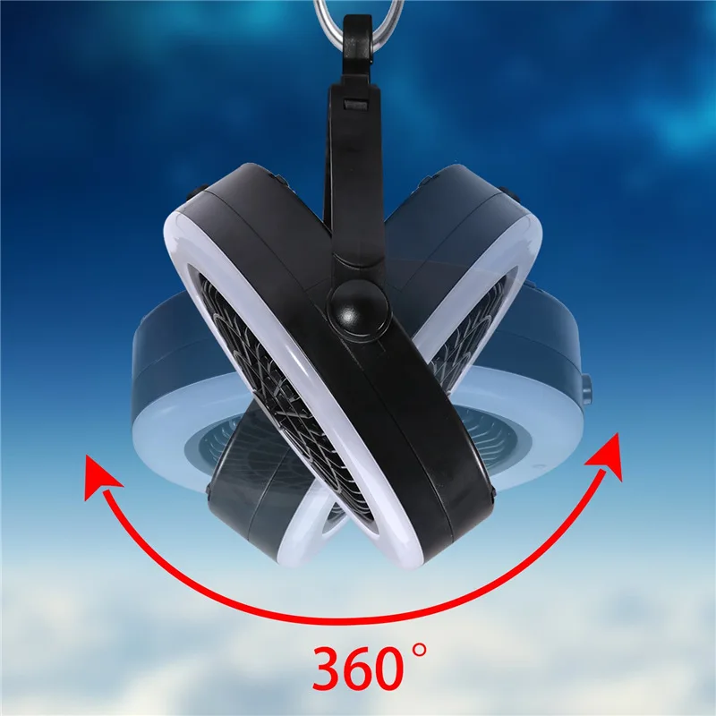  Outdoor 2-in-1 camping fan light portable USB and rechargeable battery led tent with