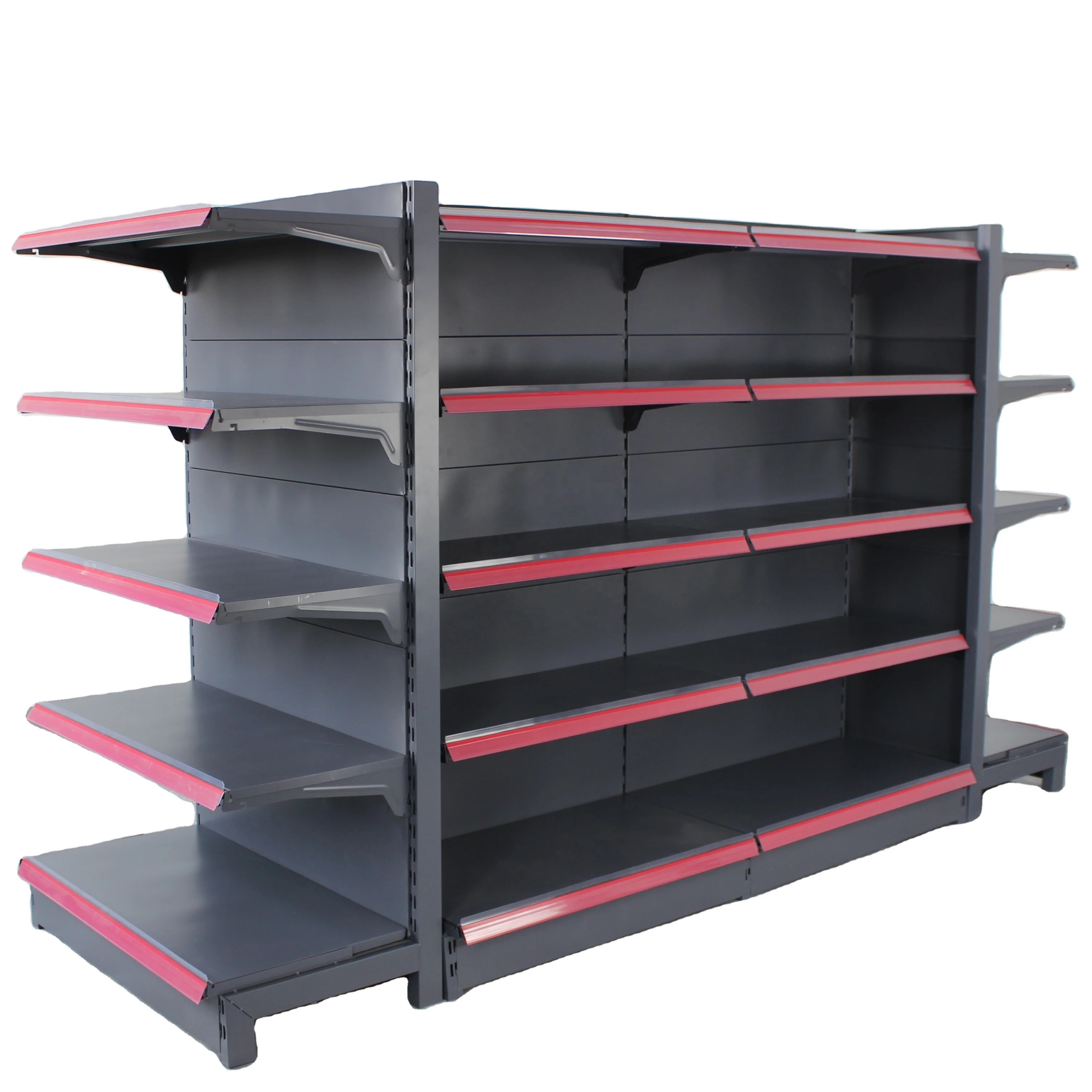 different size Gondola shelving for supermarket Dark Grey Convenience Store Goods Display Rack