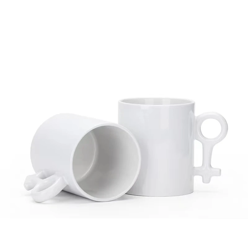 Symbol Shape Blank Sublimation 11oz  Couple Mugs White Coated for Heat Transfer