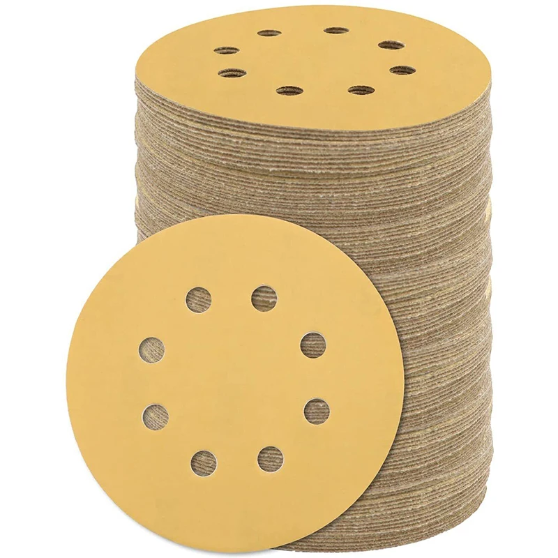 100-PACK 5 inch Sanding Discs 8-Hole Hook Loop for Orbital Sander Paper 80 Grit