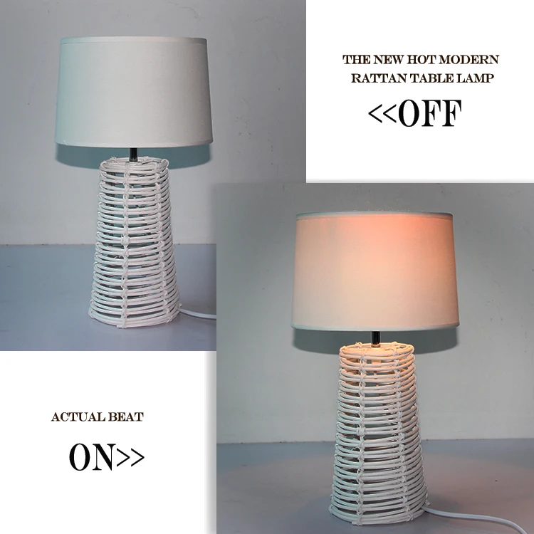 new hot sale modern rattan fabric table lamp lights for home Hotel Bar, residence, living room, bedroom