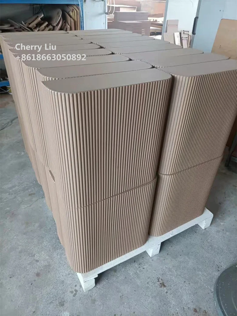 Art Textured Wood Grooved Decorative MDF bent Carved Cladding Sheets 3D wave MDF Wall Panel for Hotel