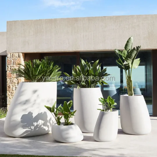 Outdoor Fiberglass Planter Pot Flower  Vase Decor For Garden  Hotel  Decoration Fiberglass Vase