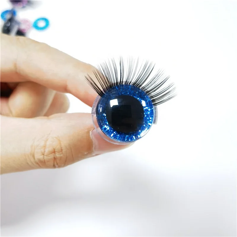 16mm Amigurumi Safety Eyes With Eyelashes Colored Glitter Fake Eyelashes Eyes For Doll Crochet Toy Stuffed Animal Bear DIY