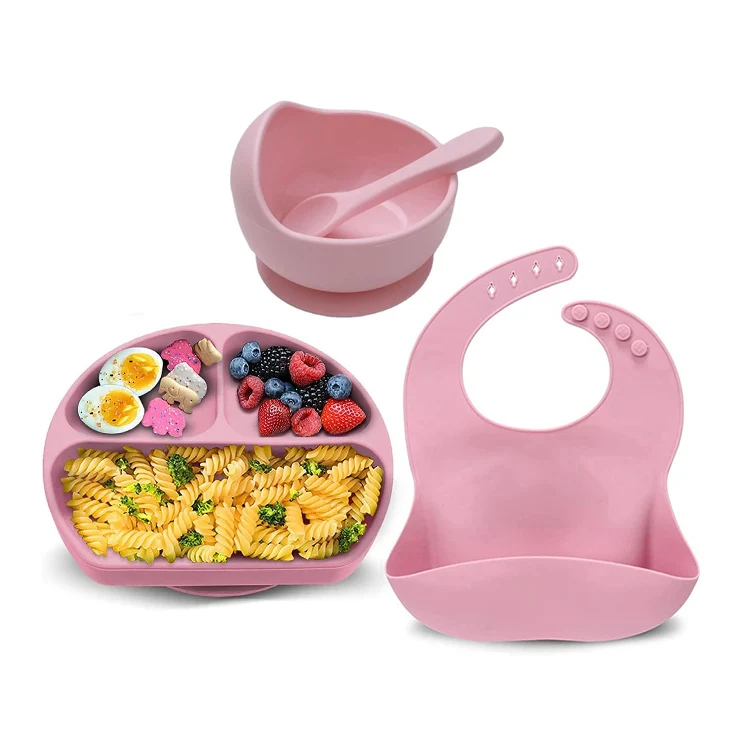 2024 New Product Ideas 100% Food Grade BPA Free Silicone Dinnerware Baby Bowl Suction Tableware Set Kids Dining Supplies