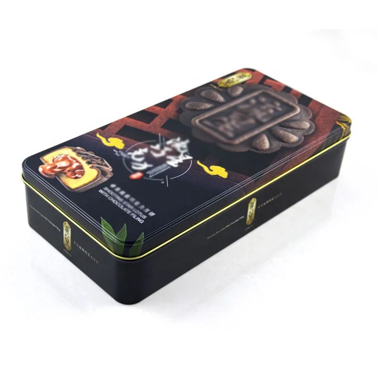 Metal Rectangle Food Tin Box Chinese Pastry Chocolate Cake Tin Box High Quality Food Chocolate Cake Tin Box