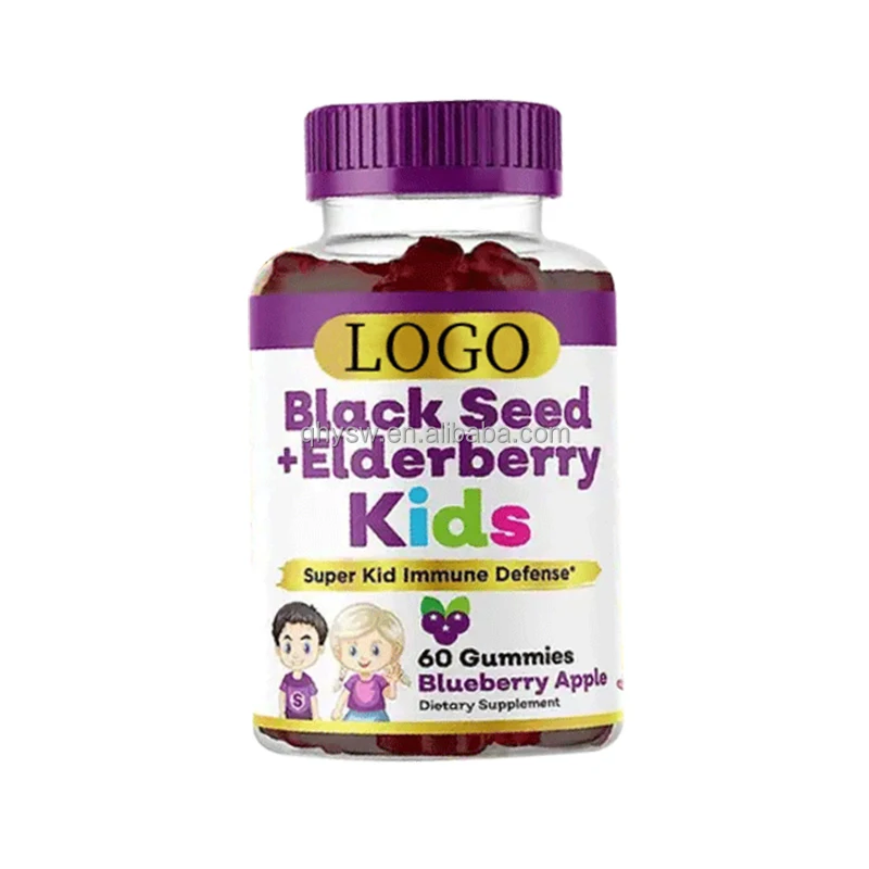 Super Antioxidant Black Seed And Elderberry Gummies OEM ODM Slimming Hair Skin Joint Elderberry Black Seed Oil Gummy Candy