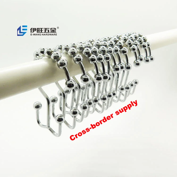 YIWANG оптовая продажа 12 штук в комплекте железная металлическая занавеска для душа Двойные кольцевые крючки