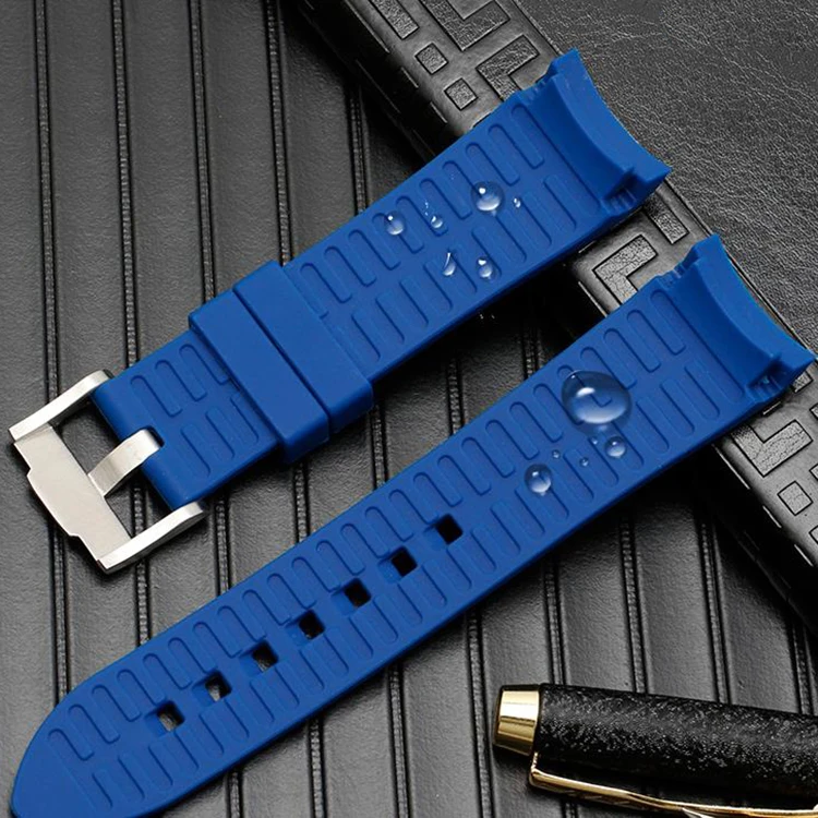 Curved End 20mm Rubber Silicone Watch Bands For Omega-Watch AT150 Seamaster-007 for Seiko-Strap Brand Watchband