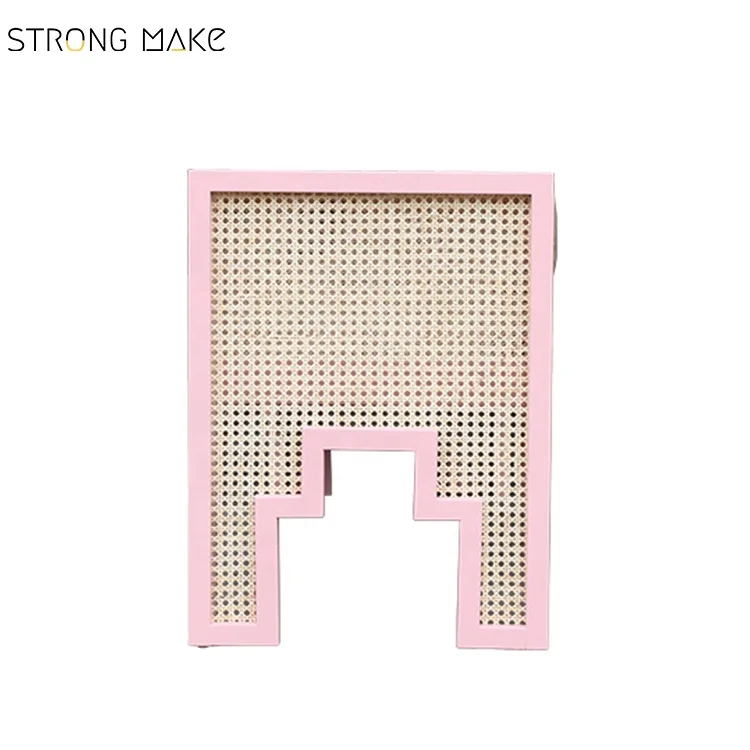 Black Cane Modern Living Room Furnitures Upholstered Wicker Sofa Ottoman Rattan Bench