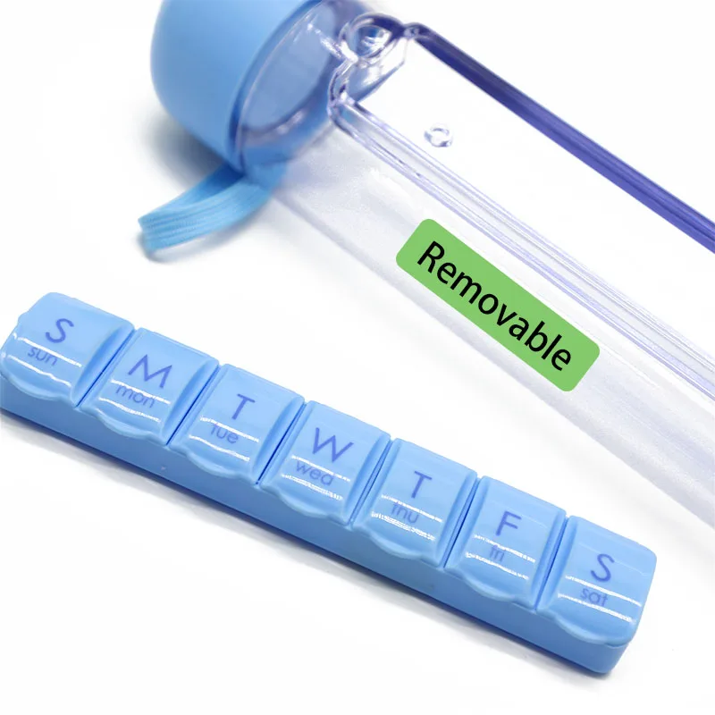 350ML Capsule Shape 7 Days Pill Organizer Case Portable Water Bottle Detachable magnetic attraction Drinking Bottle with Time