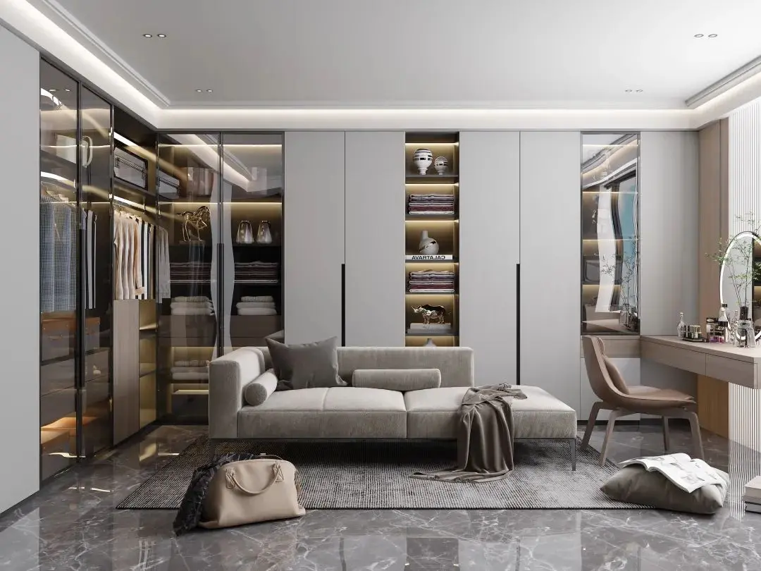 2022 New Style Bedroom Wardrobe Set Furniture Walk in Closet Wood Cabinets