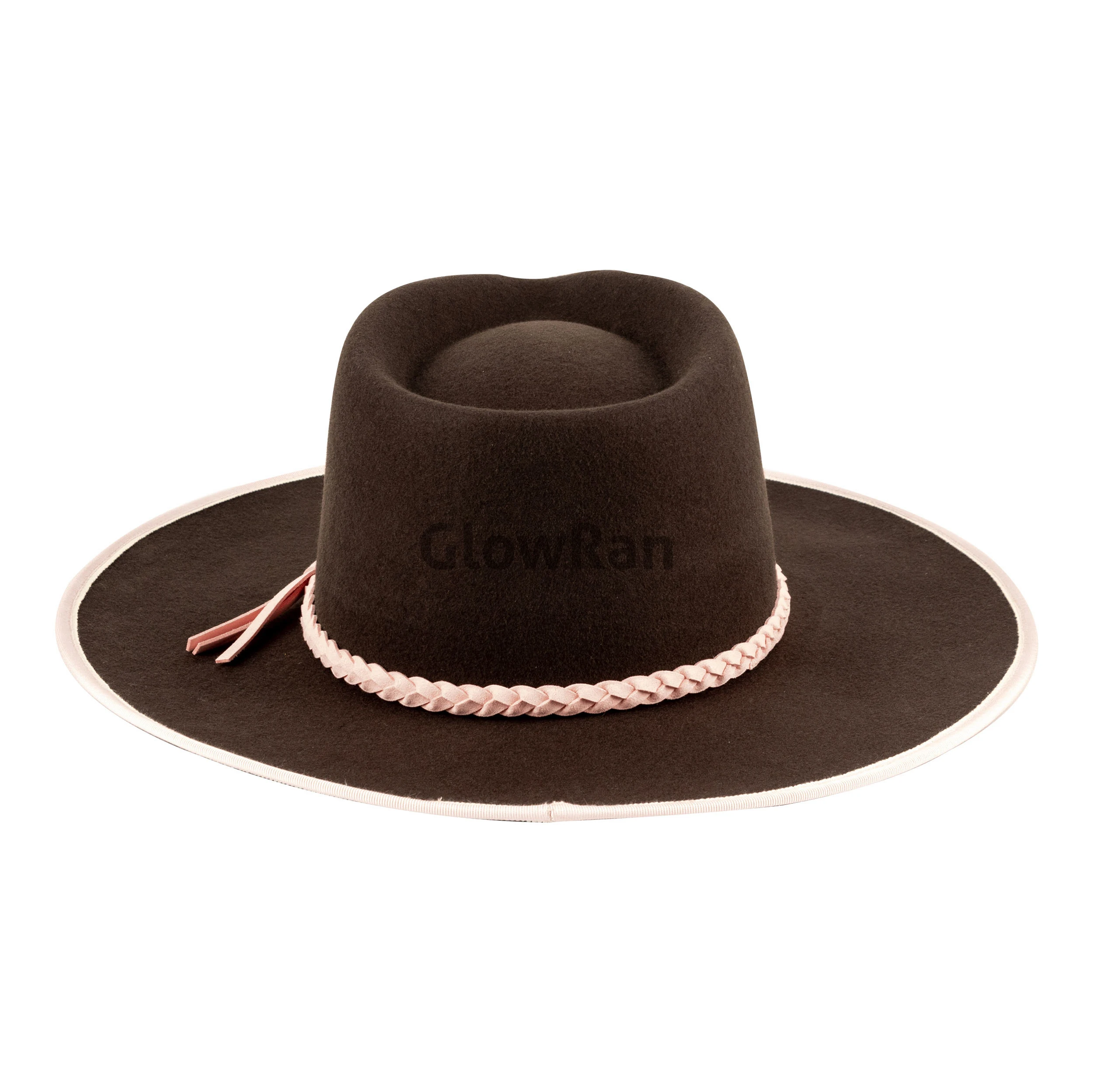 GlowRan Wholesale High-end Pure Wool VintageWomen Fedora Hat Men With Decoration Large Inventory