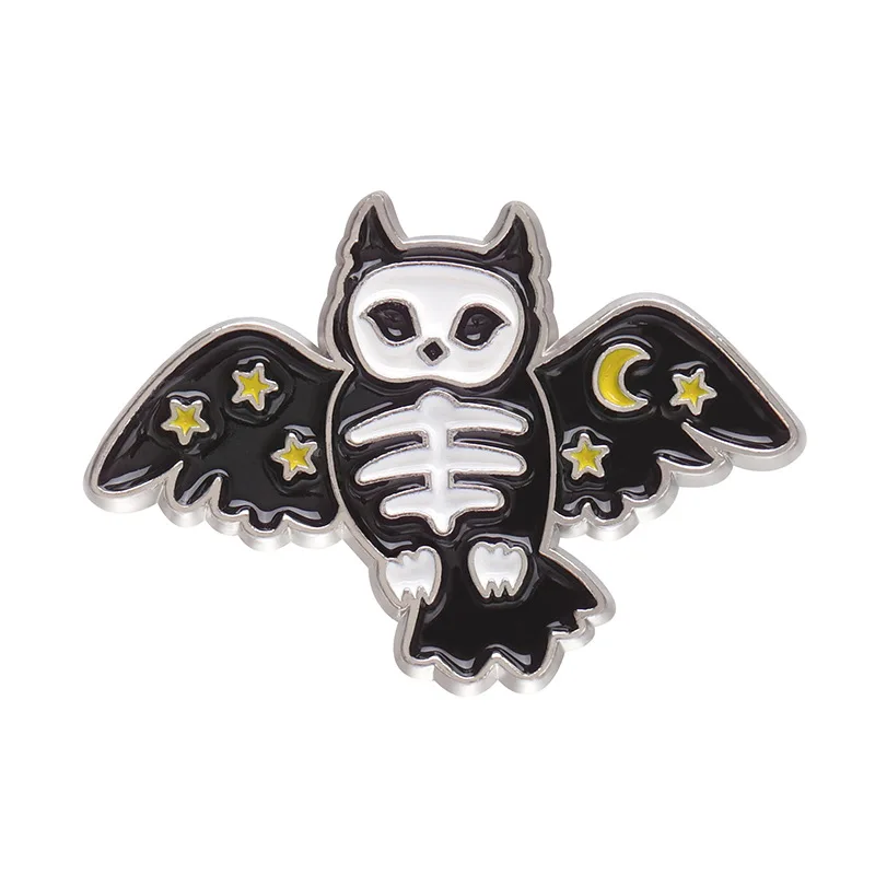 Hot Sale Cat Skeleton Horror Punk Enamel Nickel Plated Zinc Alloy Hat Pin Metal Crafts Lapel Pin For Gift