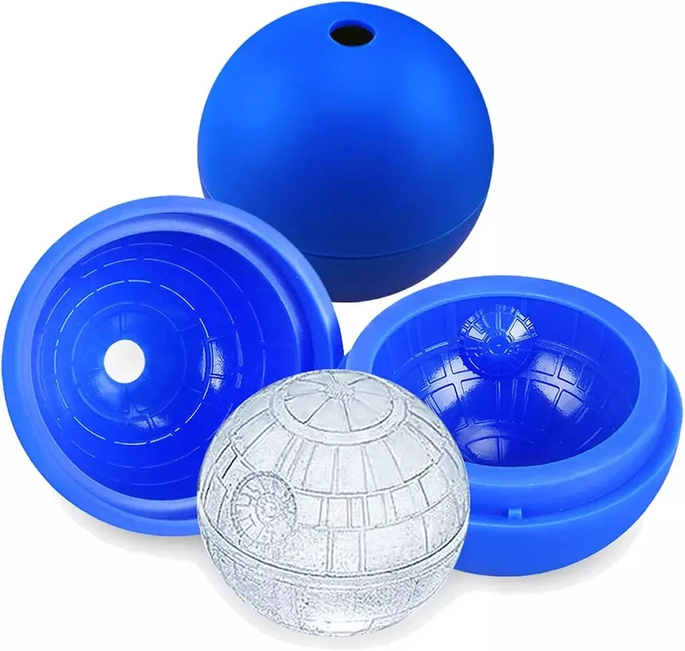 Death Star Ice Cube Mold 2 Pack Silicone Ice Molds Sphere Big Ice Ball Maker for Whiskey