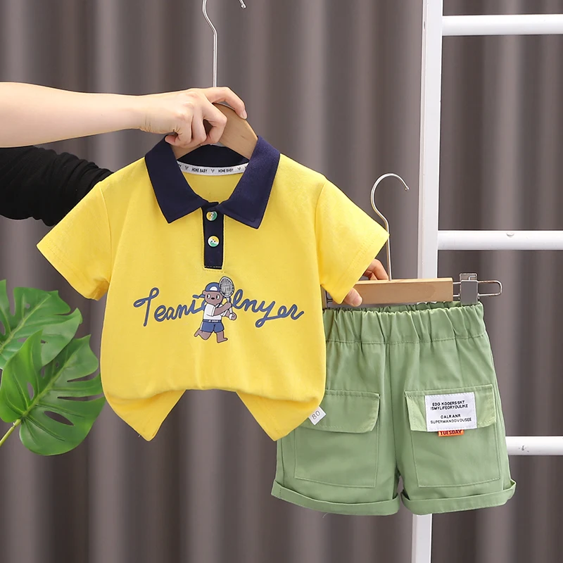 2024 Summer New boy Designs Casual Kids Short Sleeve Shorts Sets Factory customization OEM Service Availab polo & T-shirt