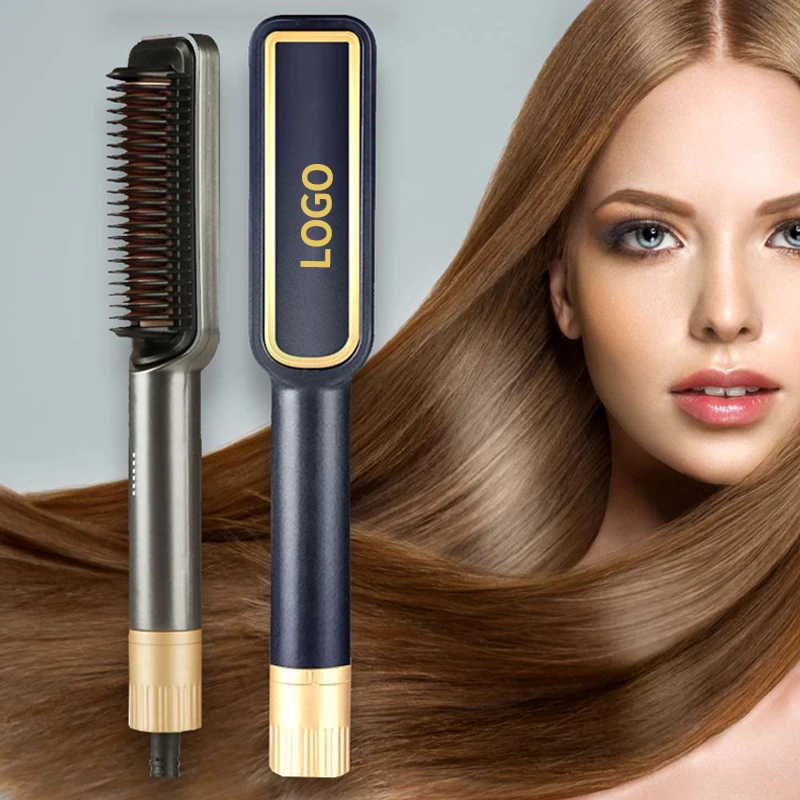Анти-ожогов дизайн ионная прямая расческа для волос Быстрое нагревание выпрямитель для волос Расческа профессиональные инструменты для волос для укладки