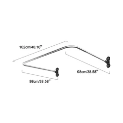 BAOYOUNI No Drilling Metal Bathroom U Shaped Shower Rod Wall Mounted Corner Bath Curtain Rail for Bathtub