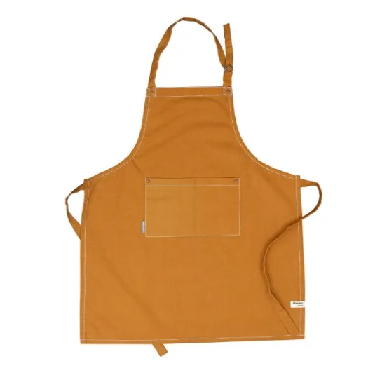 Custom Brand Logo Adjustable Cotton Canvas Chef Cook Apron with Front Pockets