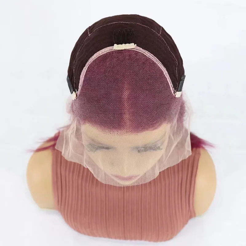 Free Shipping 13x4 ST Bob Wig Lace Front 12inch Red Wigs Human Hair Lace Front Women Wigs Human Hair