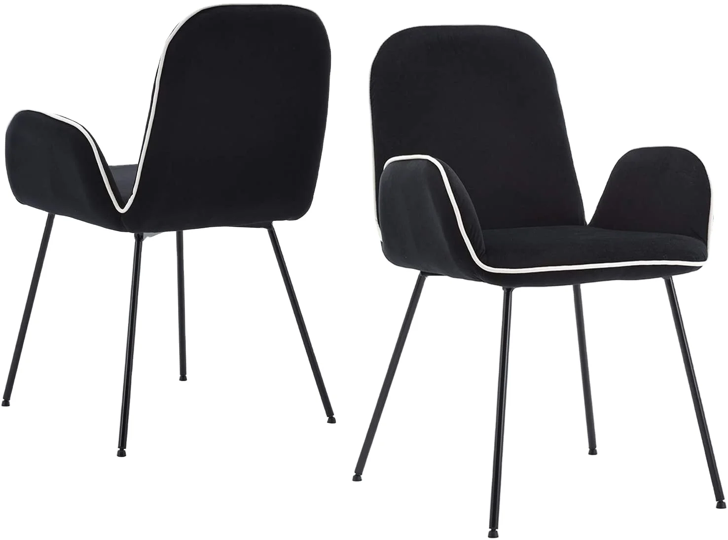 
Amazon Best Seller Upholstered Black Velvet Reading Chair Iron Frame Comfy Dining Chair 