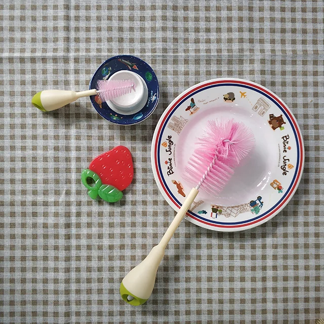 New Design Deep Cleaning Long handle Safe Durable silicone milk bottle brush cleaner