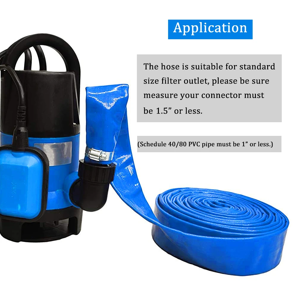 3Dia x 100m 6 bar Backwash Hose for Swimming Pools, Heavy Duty Reinforced Lay Flat Discharge Hose for Water Transfer Application