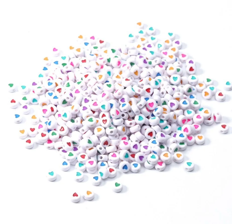 100 stalks/pack round love handmade beads DIY semi-finished acrylic beads for jewelry making Diy