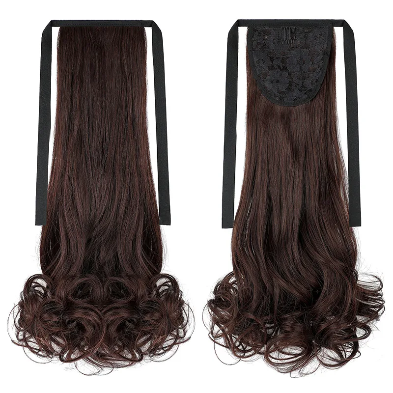 Оптовая продажа с фабрики, парик для конского хвоста, женские длинные кудрявые волосы, ремешок, груша, цветок, большая волна, Реалистичная короткая оплетка для конского хвоста средней длины