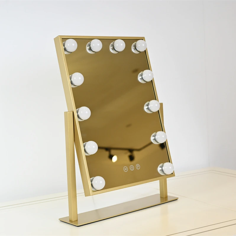 Gold frame led bulbs Hollywood Vanity Led Lights Makeup Mirror With blue tooth speaker 3 colors dimmable