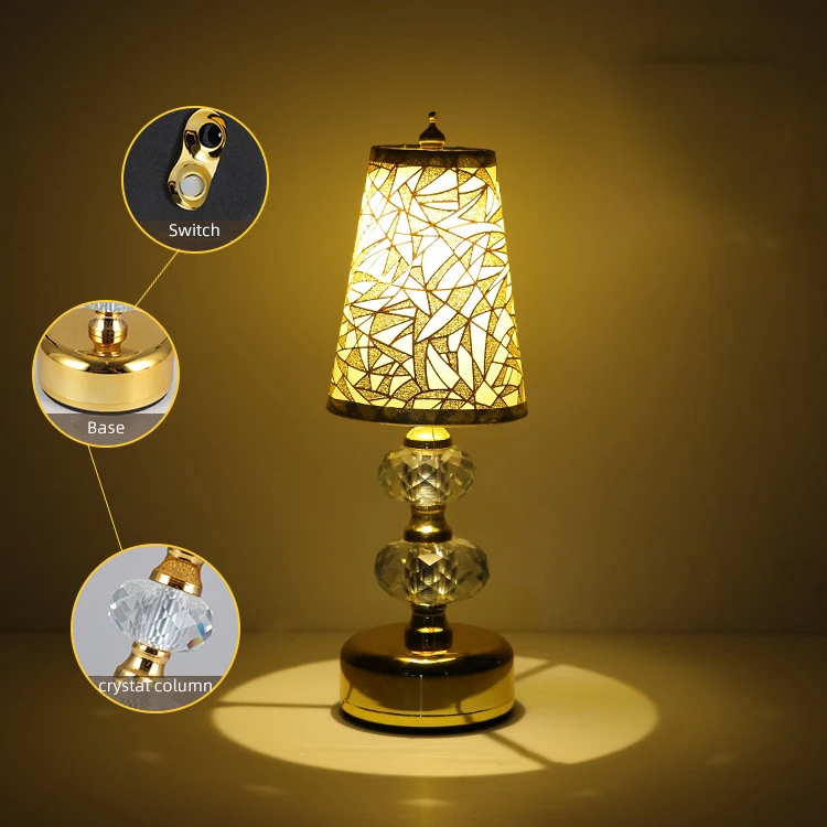 New Listed Decoration Crystal Rechargeable Dining Bedroom Hotel Bar Gold Modern LED Book Light