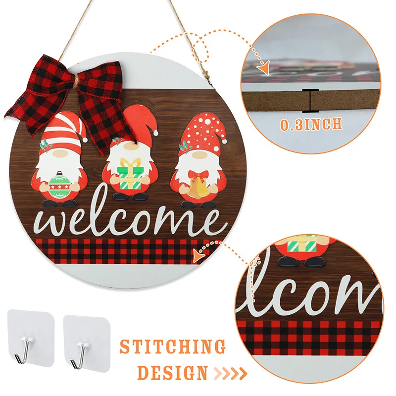 Christmas decorations welcome wooden card double-sided dialogue door hanging Christmas Pendant