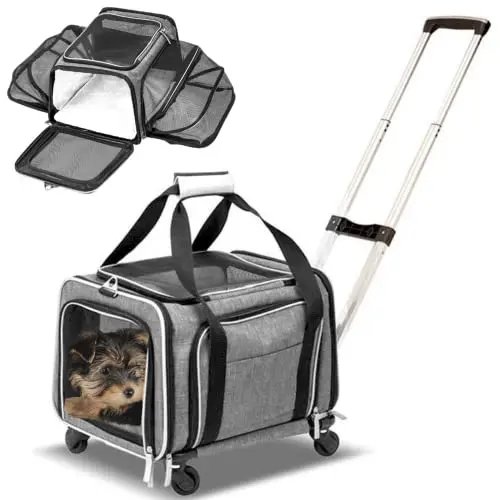 Wholesale 4 Wheels Luxury Folding Reinforced Universal Wheel Pet Trolley Pet Stroller Detachable Travel Dog Show Trolley