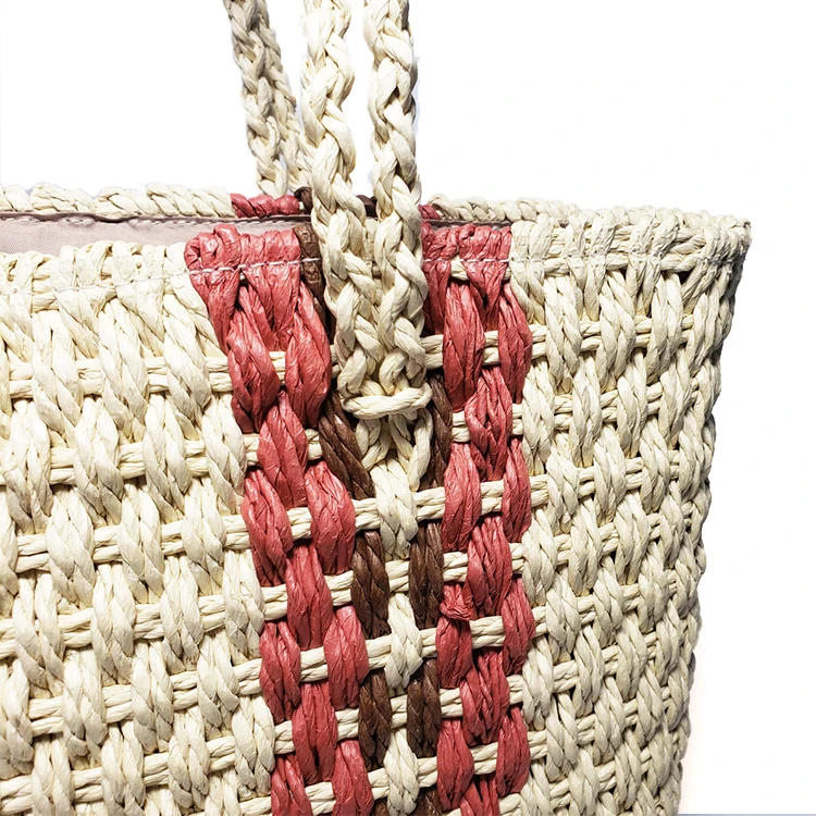 
Wholesale Custom Color Paper Rope Material Bag Woman Fashion Design Handbag 