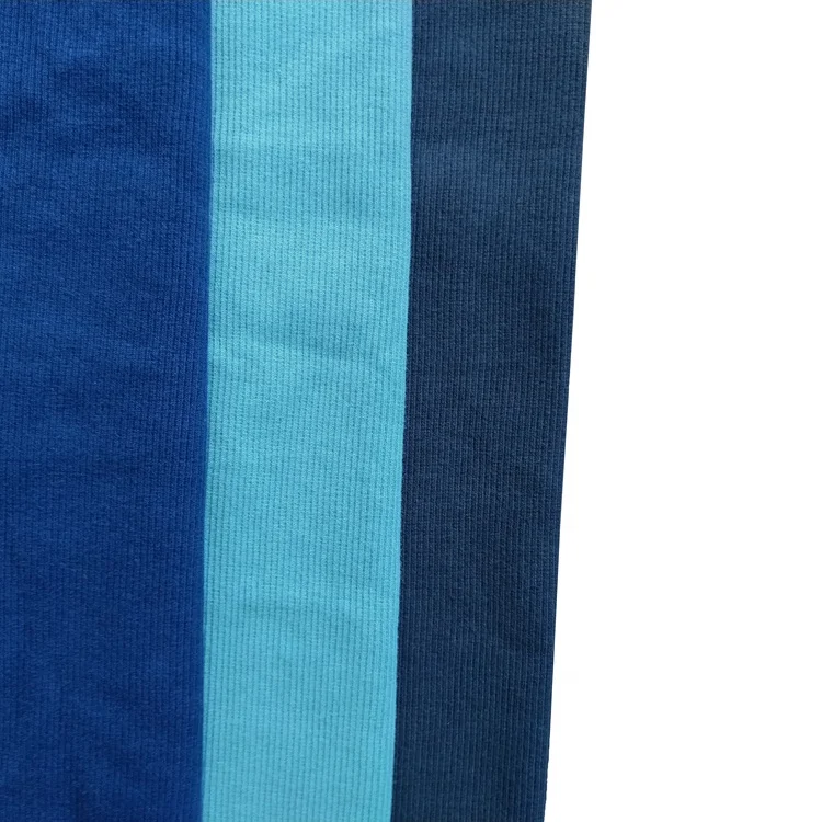 
Hot sale cotton spandex fabric knit plain 2*2 rib fabric stretch spandex fabric for garment 