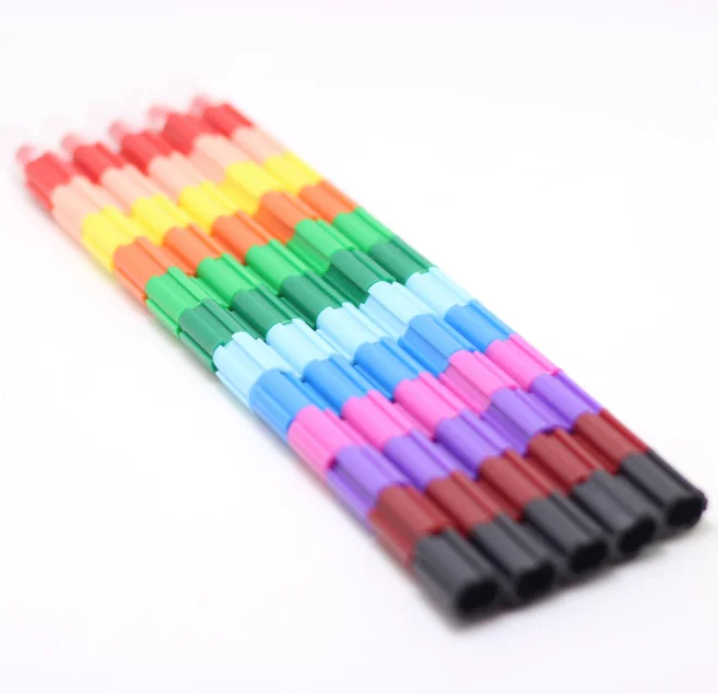 12 pieces stacking buildable crayons colorful crayon rainbow pop plastic crayon changeable coloring pens for kids