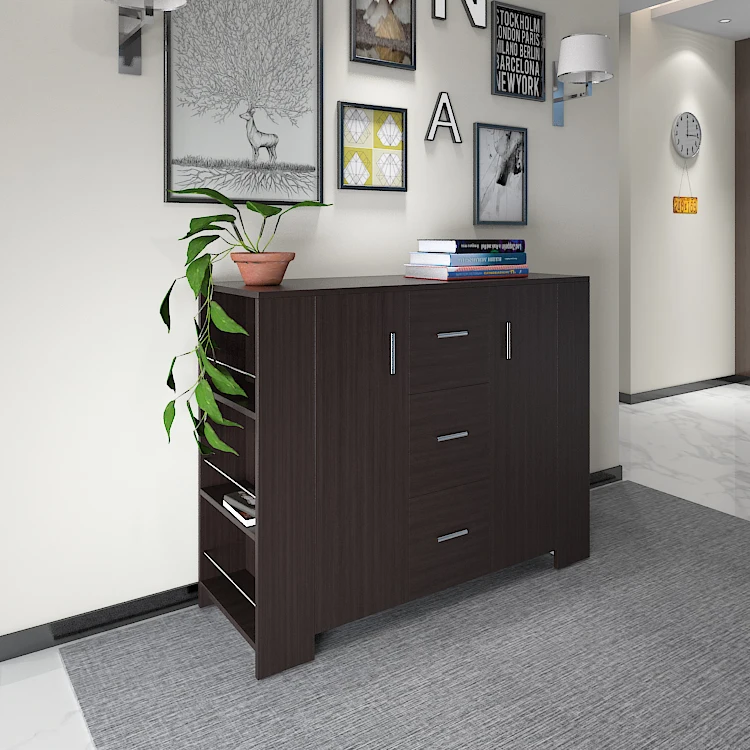 Modern Black Display Cabinet Sideboard Cupboard with 5 Drawers