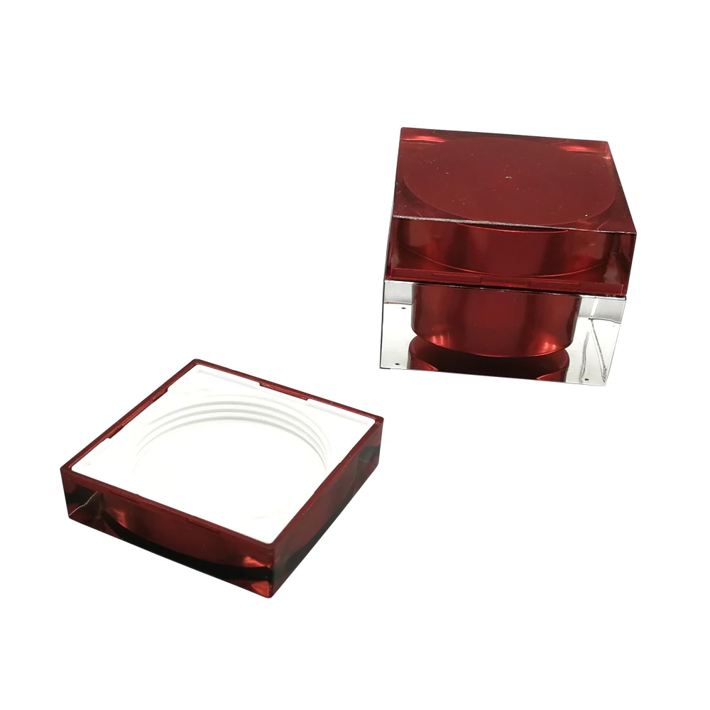 STRAIGHT SQUARE 15ML 30ML 50ML ACRYLIC CREAM JAR WITH LID