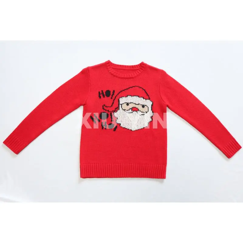 
2021 Child ugly Christmas sweater with Elf embroidery , Reindeer pullover Winter thick knit cardigan Christmas Kids gift 